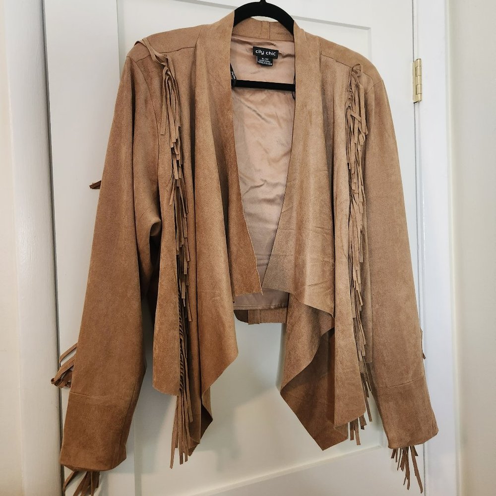 Faux Suede Fringed Jacket